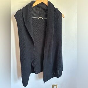 Large Black women’s Coldwater Creek Knit Shawl Sleeveless Cardigan Loose Flowy